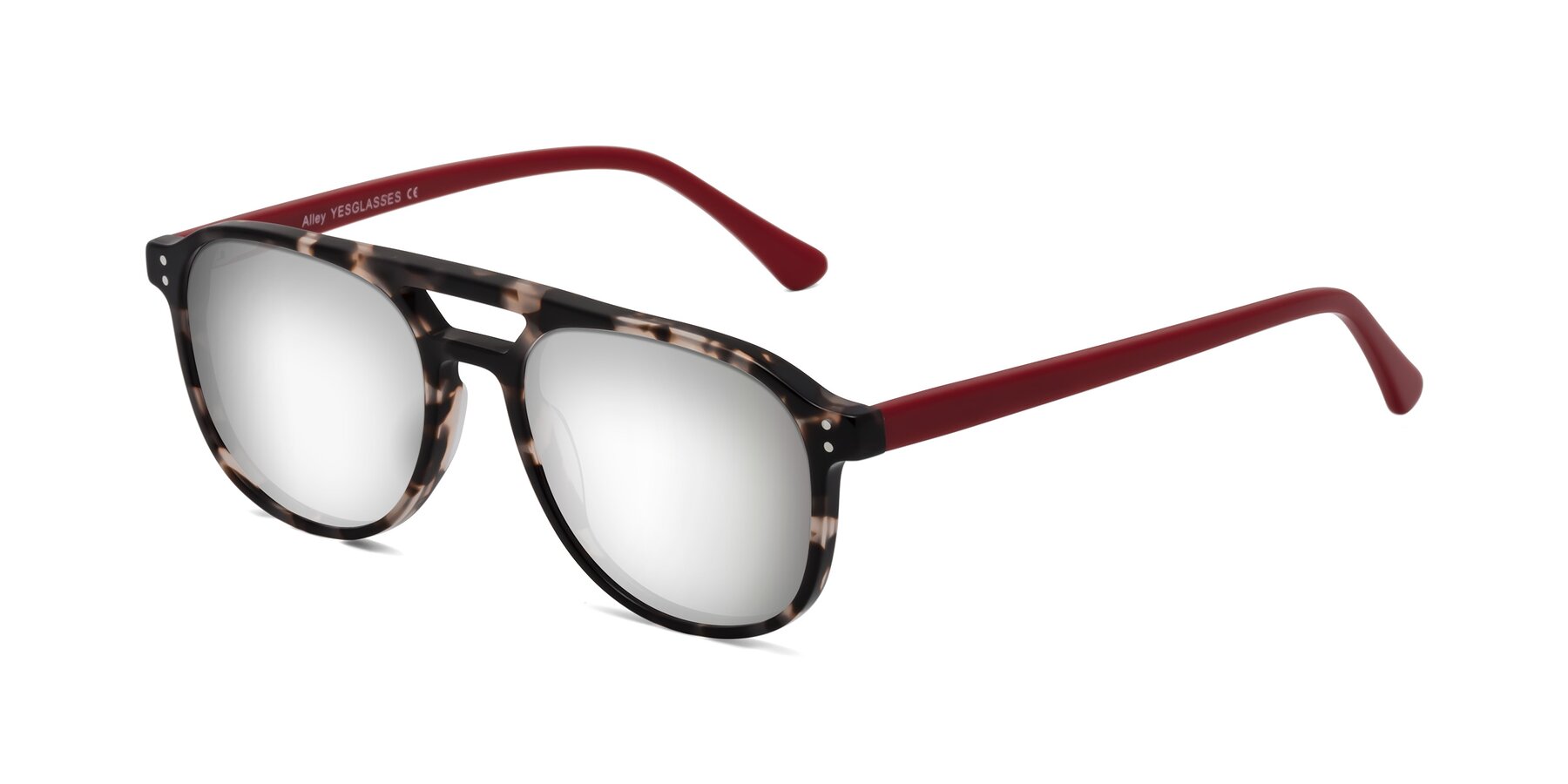 Angle of Alley in Tortoise-Red with Silver Mirrored Lenses