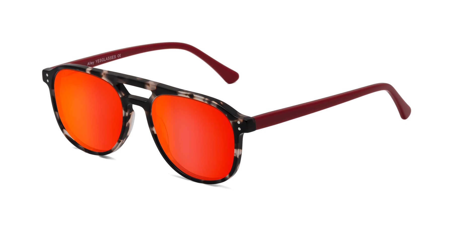 Angle of Alley in Tortoise-Red with Red Gold Mirrored Lenses