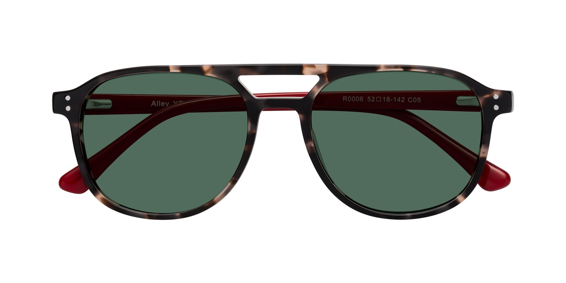 Folded Front of Alley in Tortoise-Red with Green Polarized Lenses