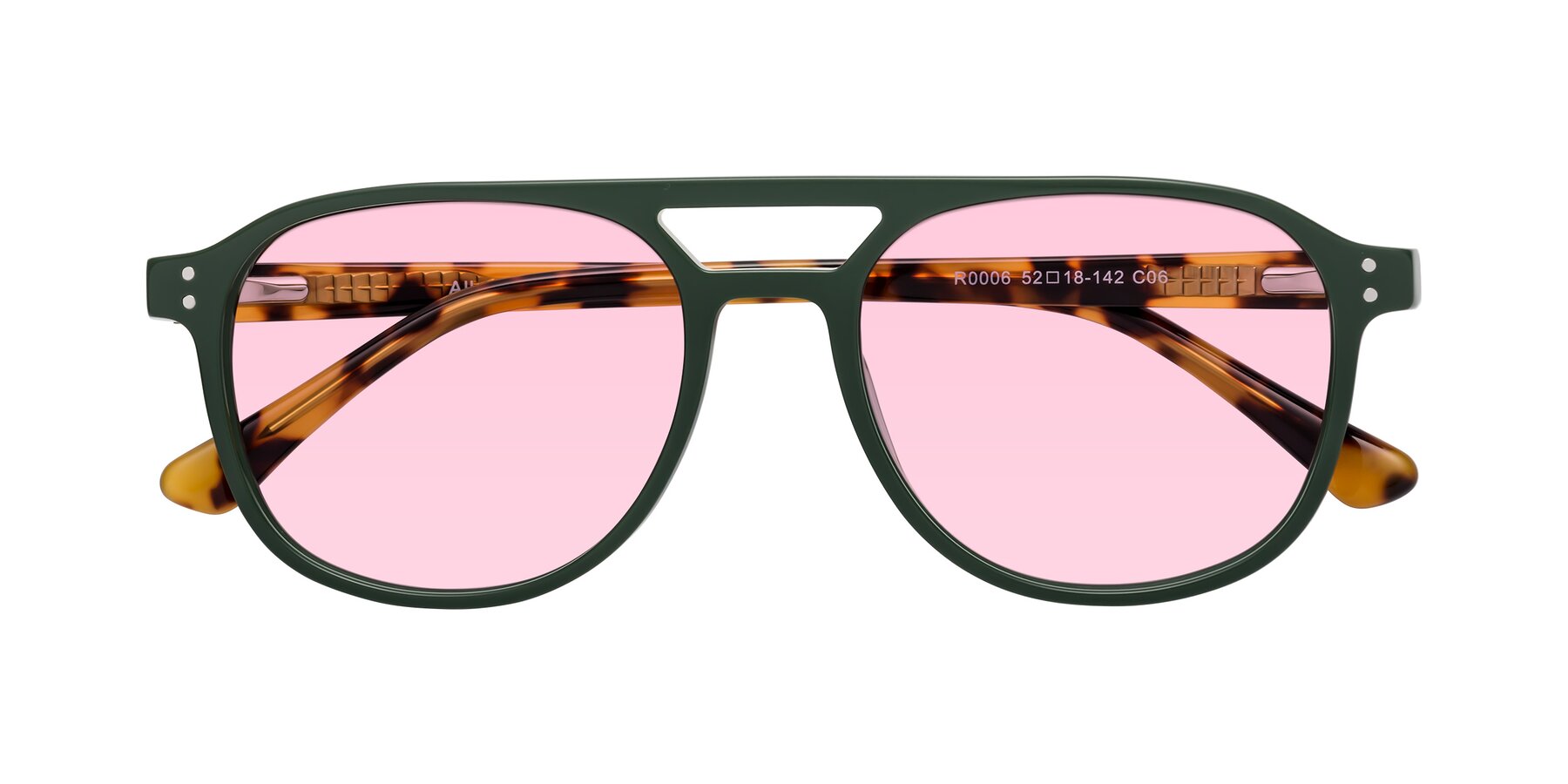 Folded Front of Alley in Seaweed-Tortoise with Light Pink Tinted Lenses