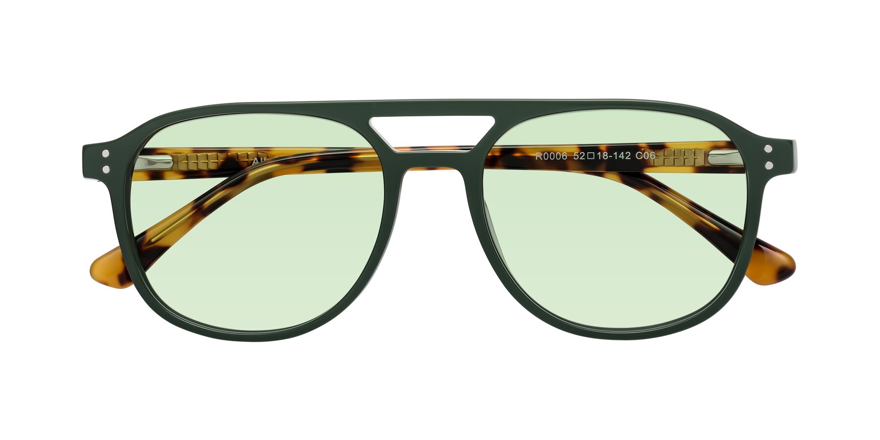 Folded Front of Alley in Seaweed-Tortoise with Light Green Tinted Lenses