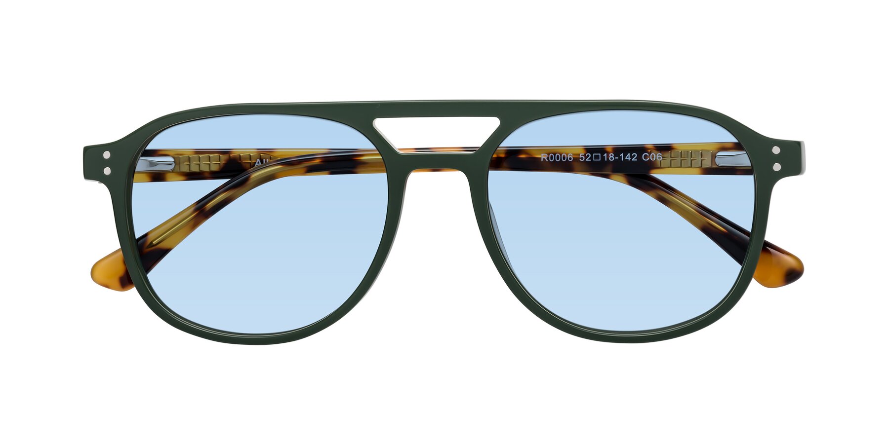 Folded Front of Alley in Seaweed-Tortoise with Light Blue Tinted Lenses