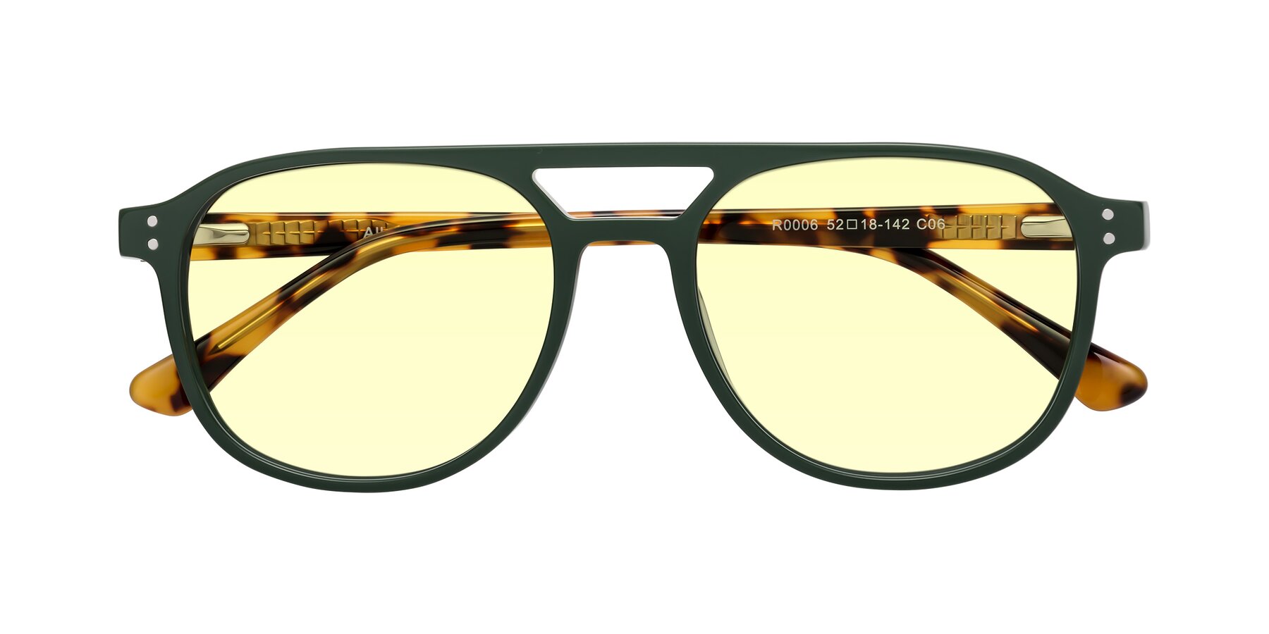 Folded Front of Alley in Seaweed-Tortoise with Light Yellow Tinted Lenses