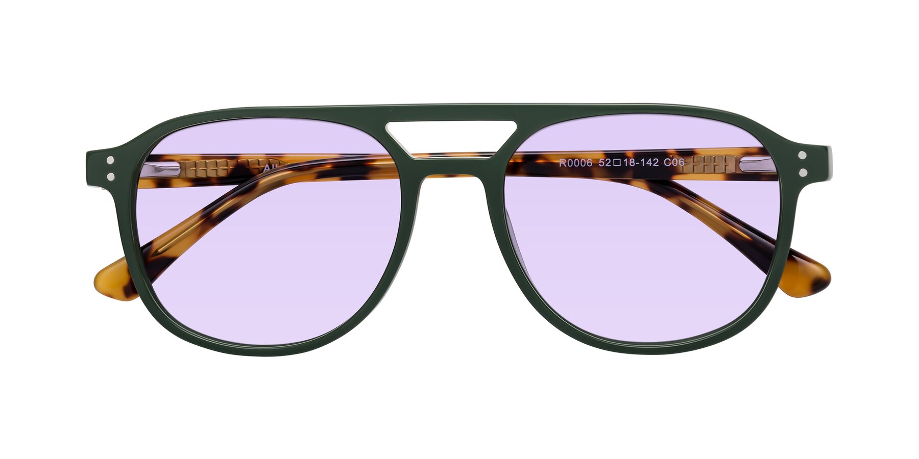 Folded Front of Alley in Seaweed-Tortoise with Light Purple Tinted Lenses