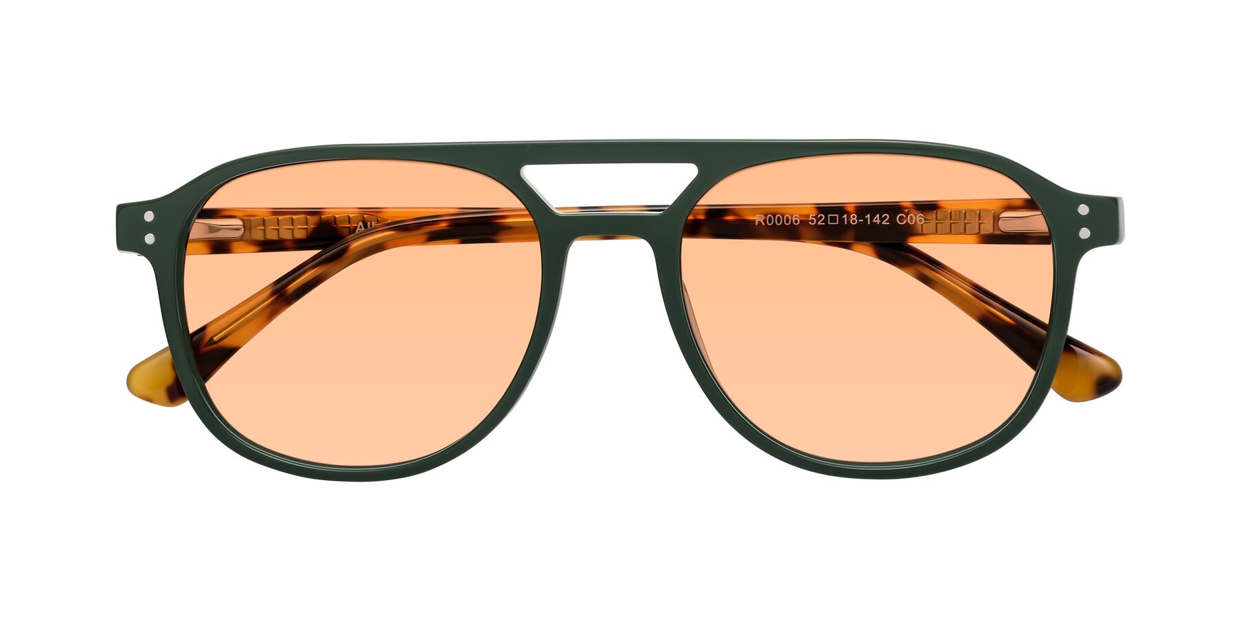 Folded Front of Alley in Seaweed-Tortoise with Light Orange Tinted Lenses