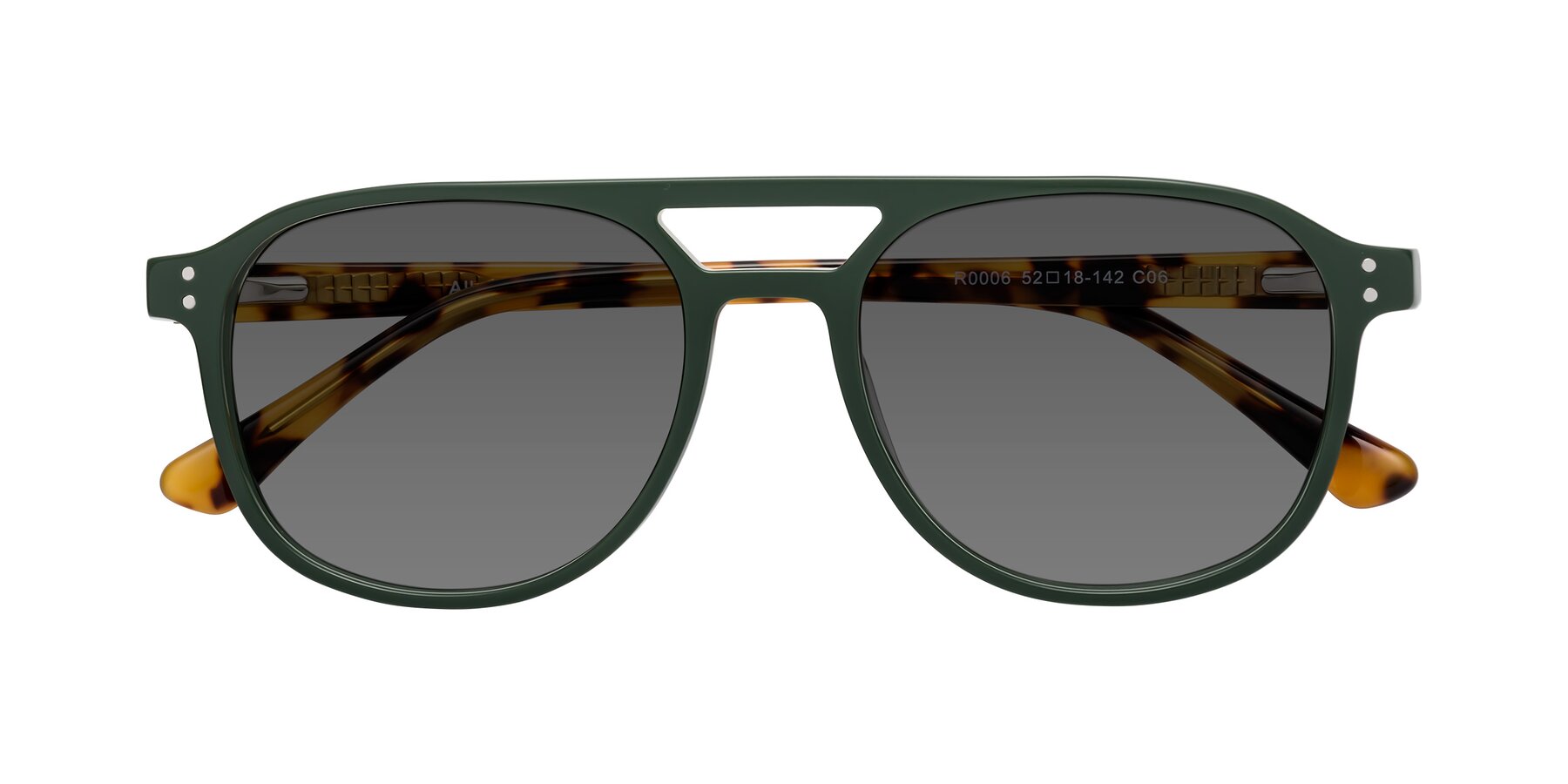 Folded Front of Alley in Seaweed-Tortoise with Medium Gray Tinted Lenses