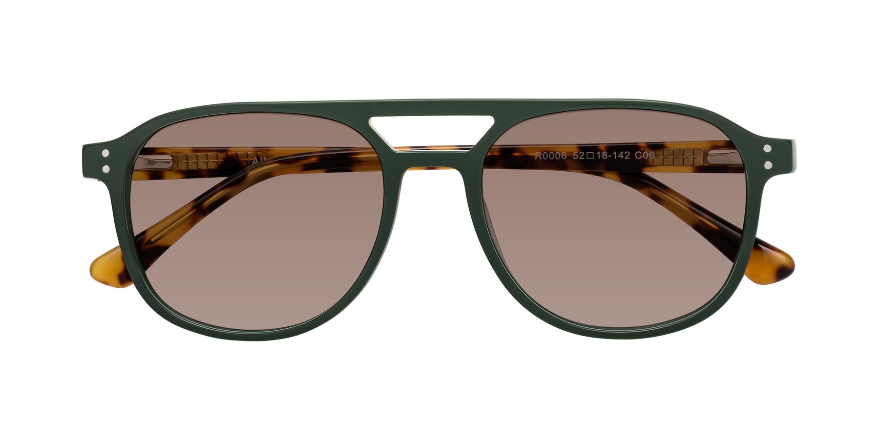 Folded Front of Alley in Seaweed-Tortoise with Medium Brown Tinted Lenses