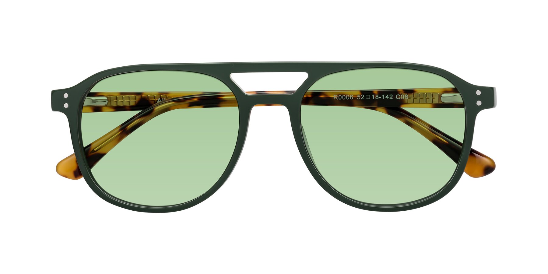 Folded Front of Alley in Seaweed-Tortoise with Medium Green Tinted Lenses