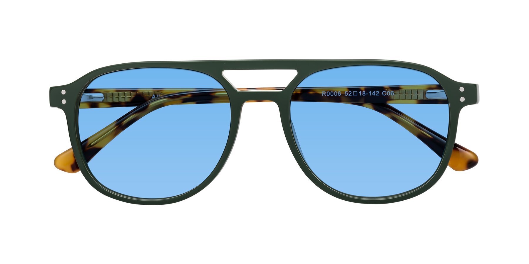 Folded Front of Alley in Seaweed-Tortoise with Medium Blue Tinted Lenses