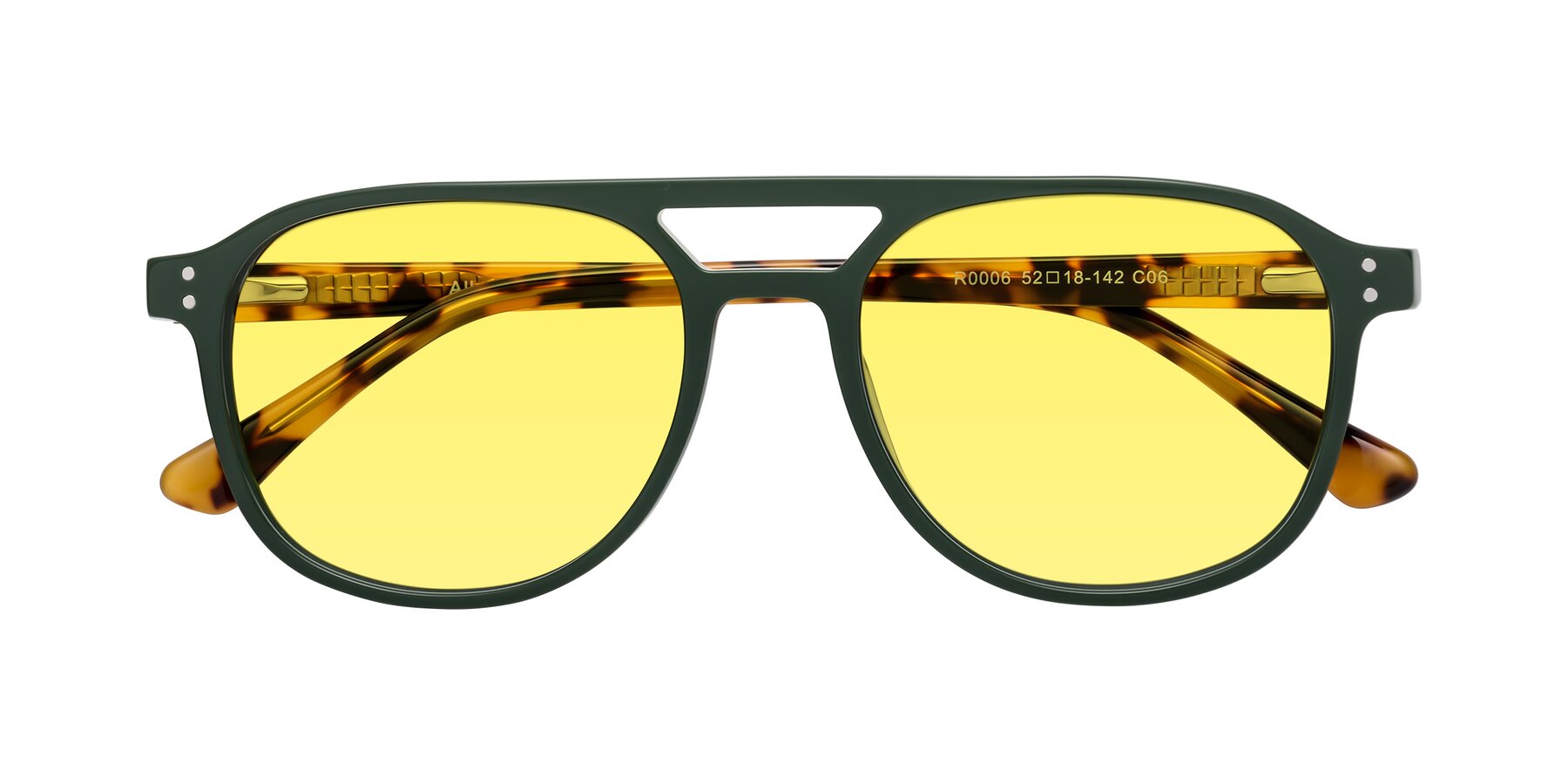 Folded Front of Alley in Seaweed-Tortoise with Medium Yellow Tinted Lenses