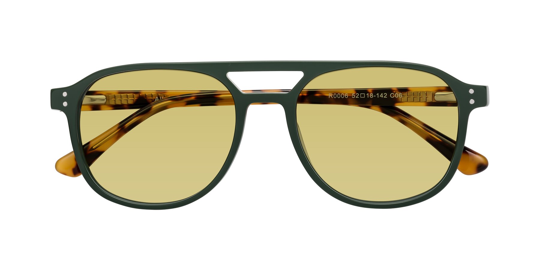 Folded Front of Alley in Seaweed-Tortoise with Medium Champagne Tinted Lenses