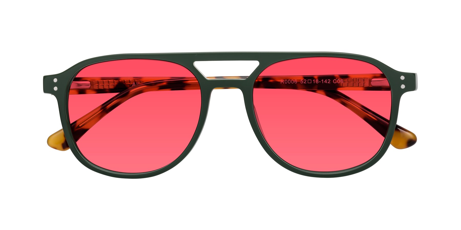 Folded Front of Alley in Seaweed-Tortoise with Red Tinted Lenses