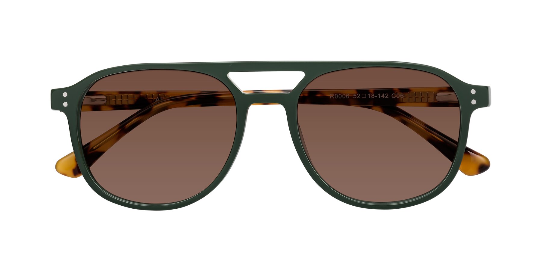 Folded Front of Alley in Seaweed-Tortoise with Brown Tinted Lenses