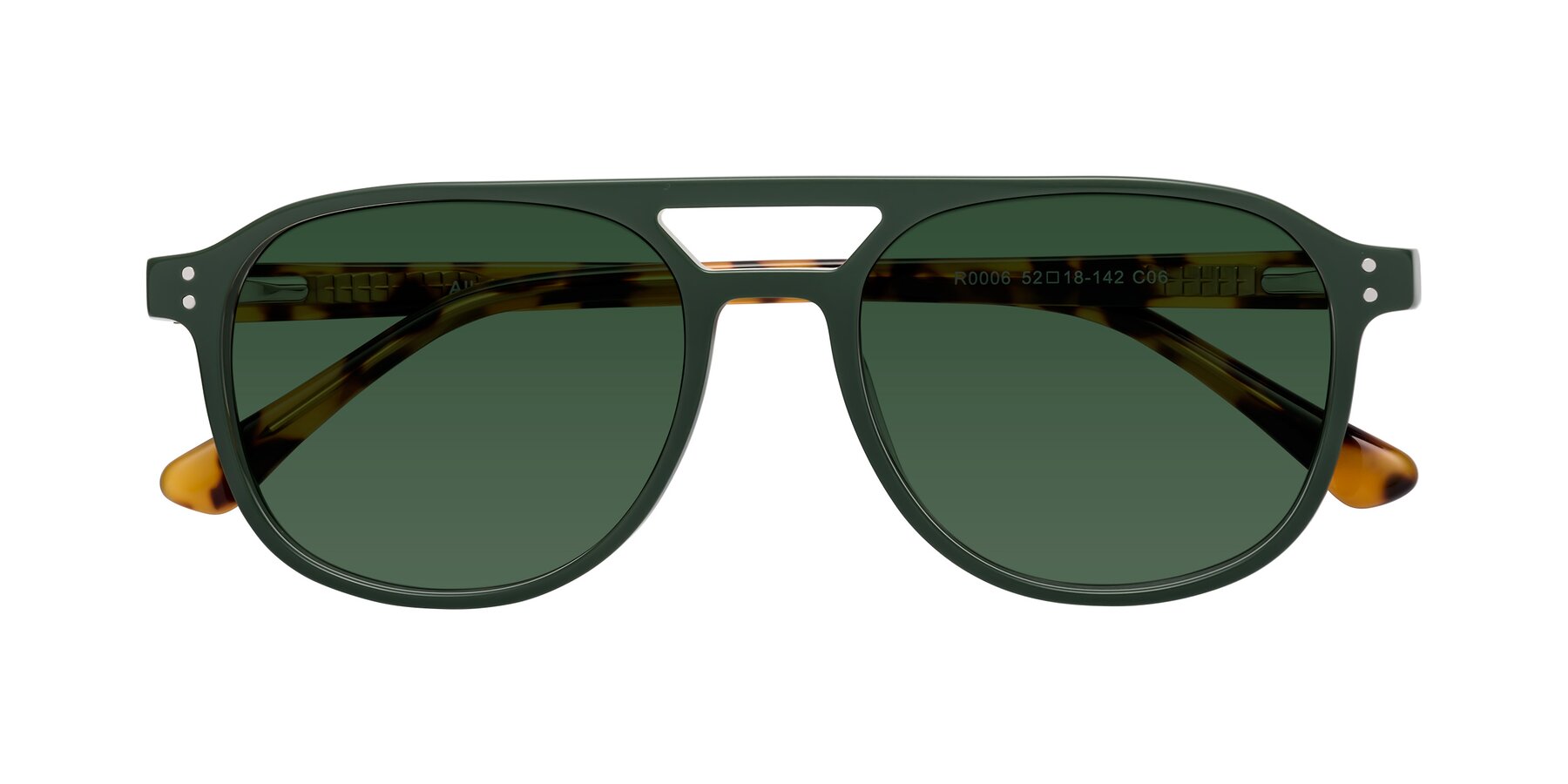 Folded Front of Alley in Seaweed-Tortoise with Green Tinted Lenses