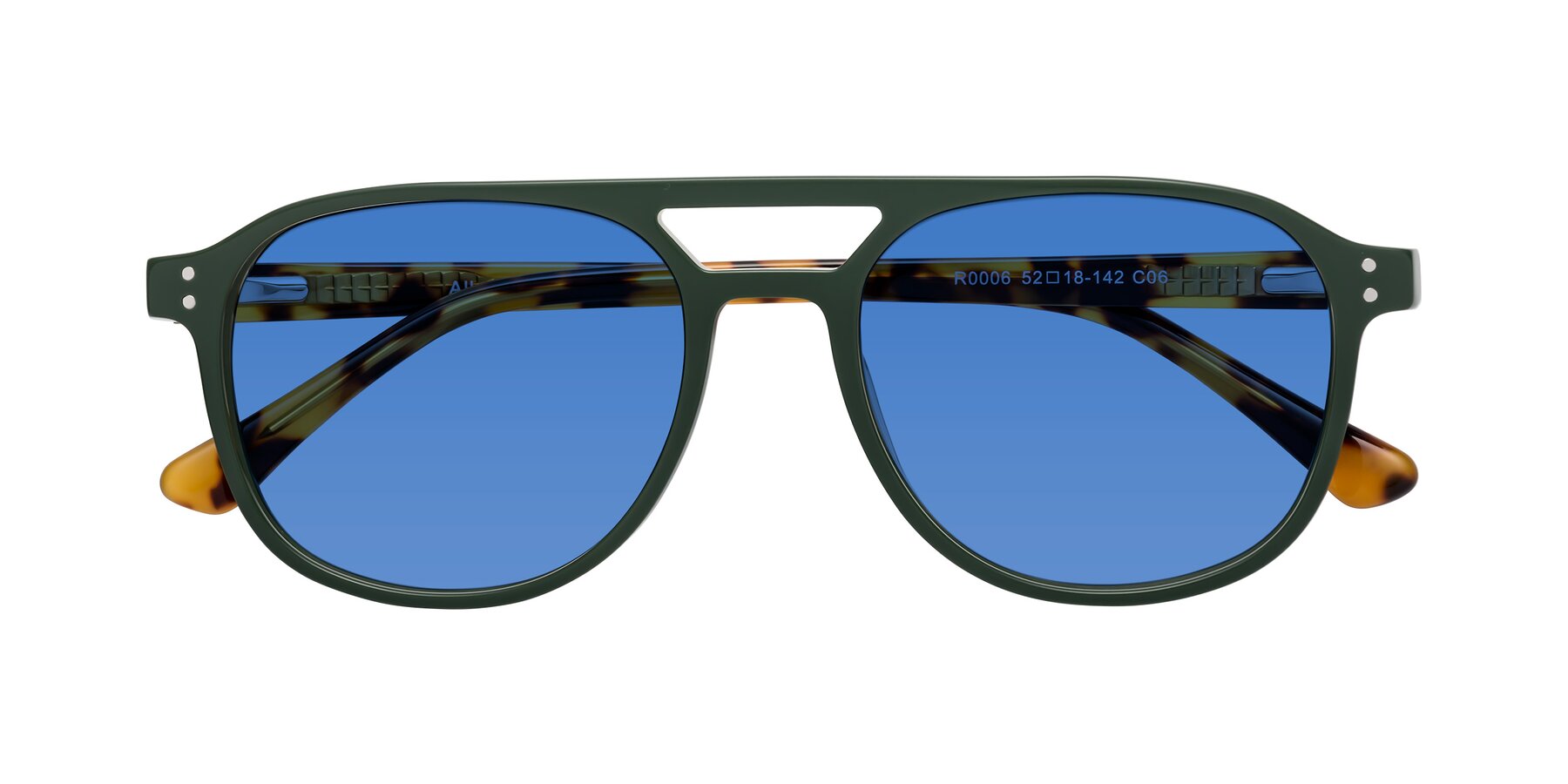 Folded Front of Alley in Seaweed-Tortoise with Blue Tinted Lenses