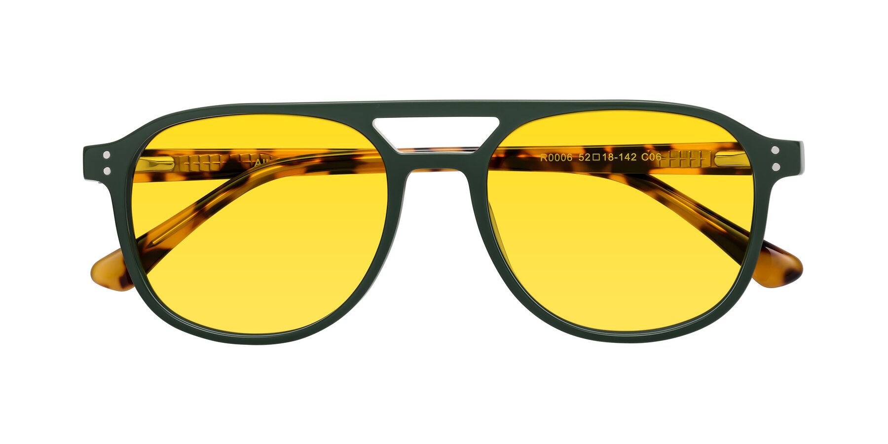 Folded Front of Alley in Seaweed-Tortoise with Yellow Tinted Lenses