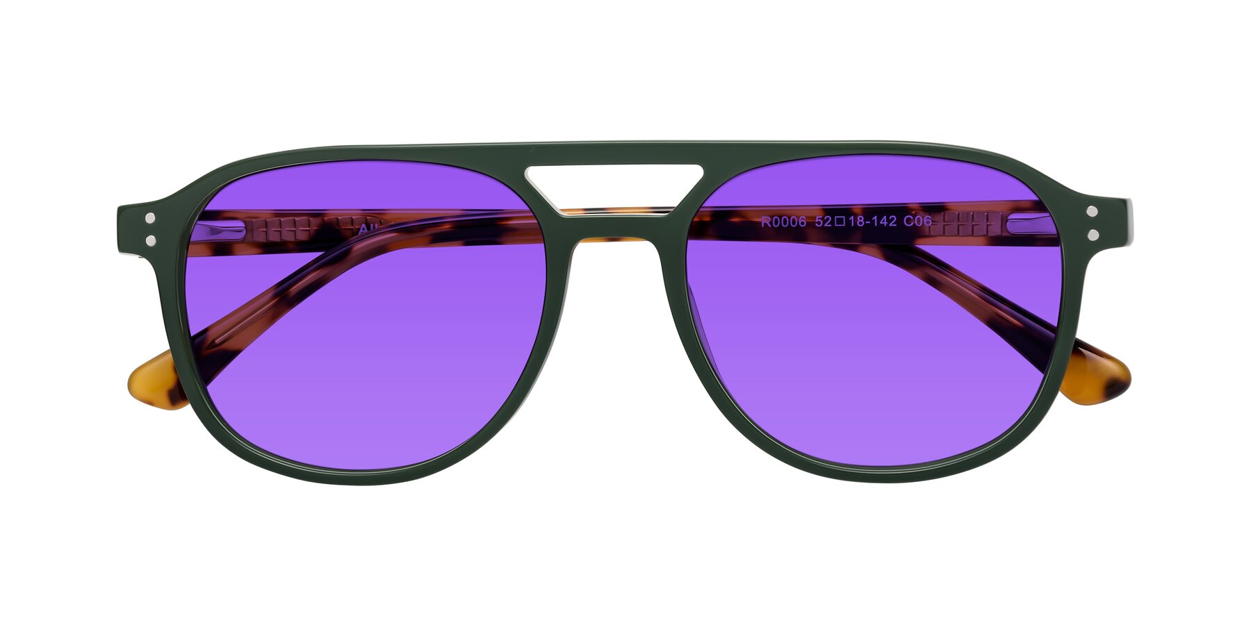 Folded Front of Alley in Seaweed-Tortoise with Purple Tinted Lenses