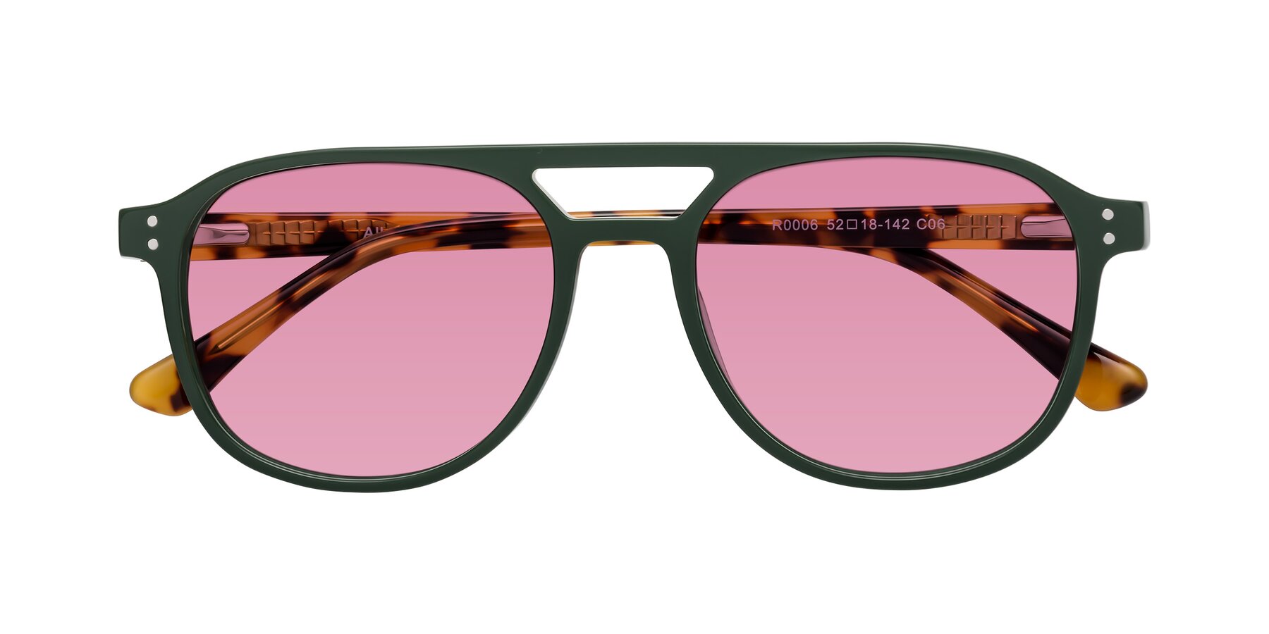 Folded Front of Alley in Seaweed-Tortoise with Medium Wine Tinted Lenses