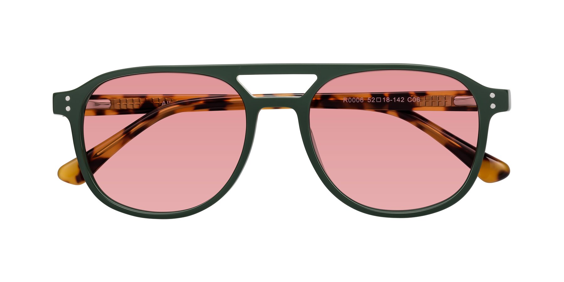 Folded Front of Alley in Seaweed-Tortoise with Medium Garnet Tinted Lenses