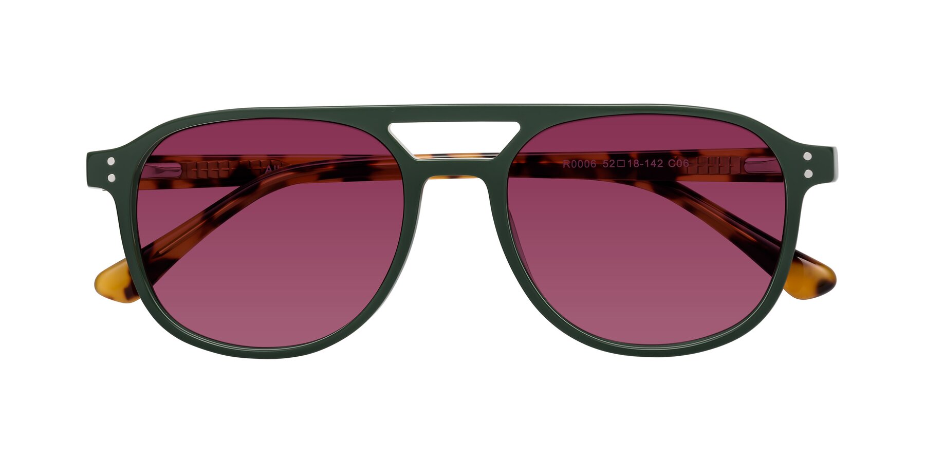 Folded Front of Alley in Seaweed-Tortoise with Wine Tinted Lenses