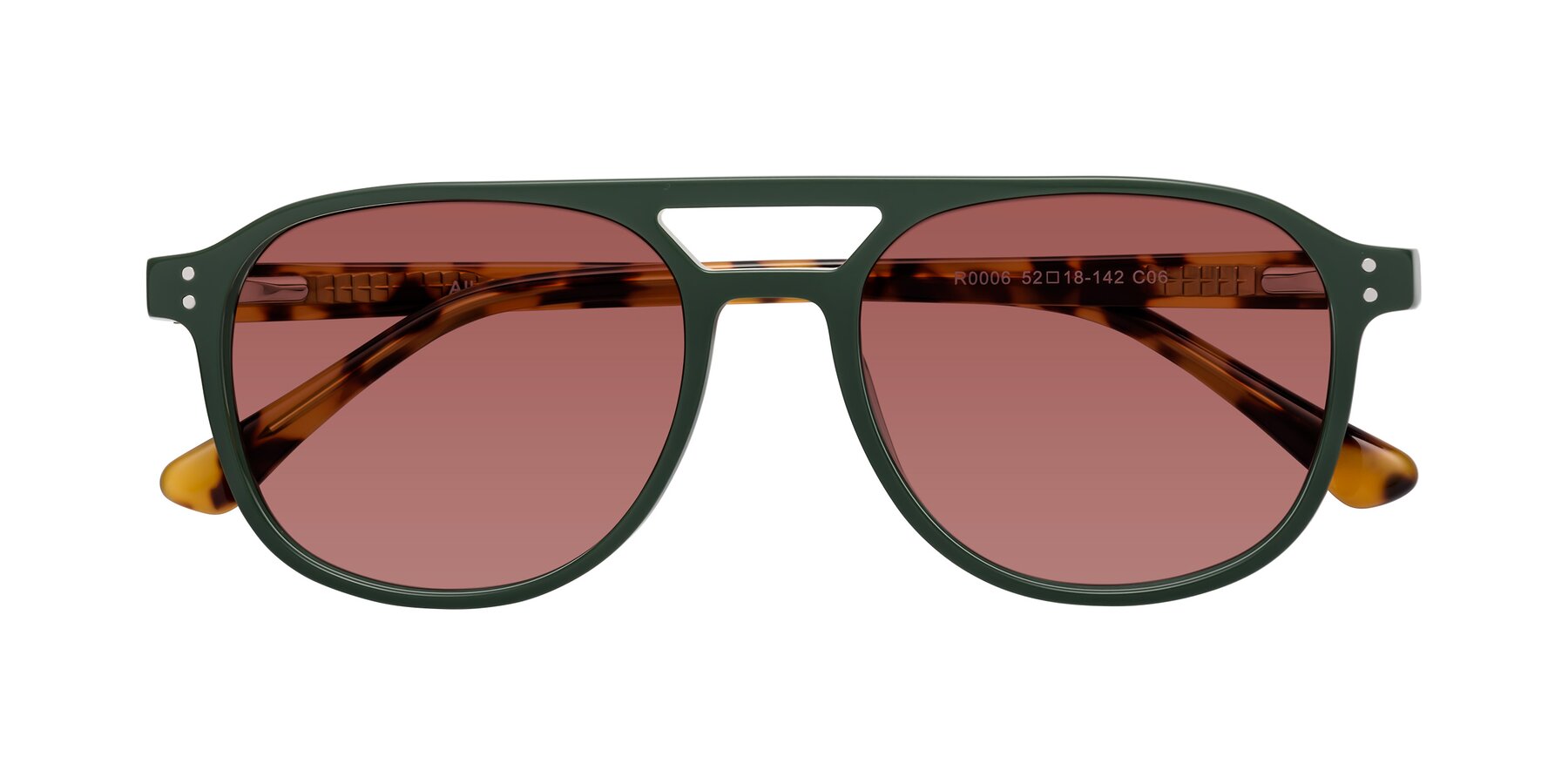 Folded Front of Alley in Seaweed-Tortoise with Garnet Tinted Lenses