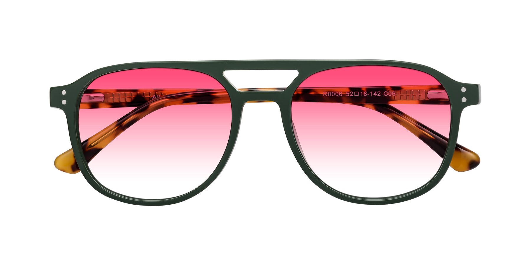 Folded Front of Alley in Seaweed-Tortoise with Pink Gradient Lenses