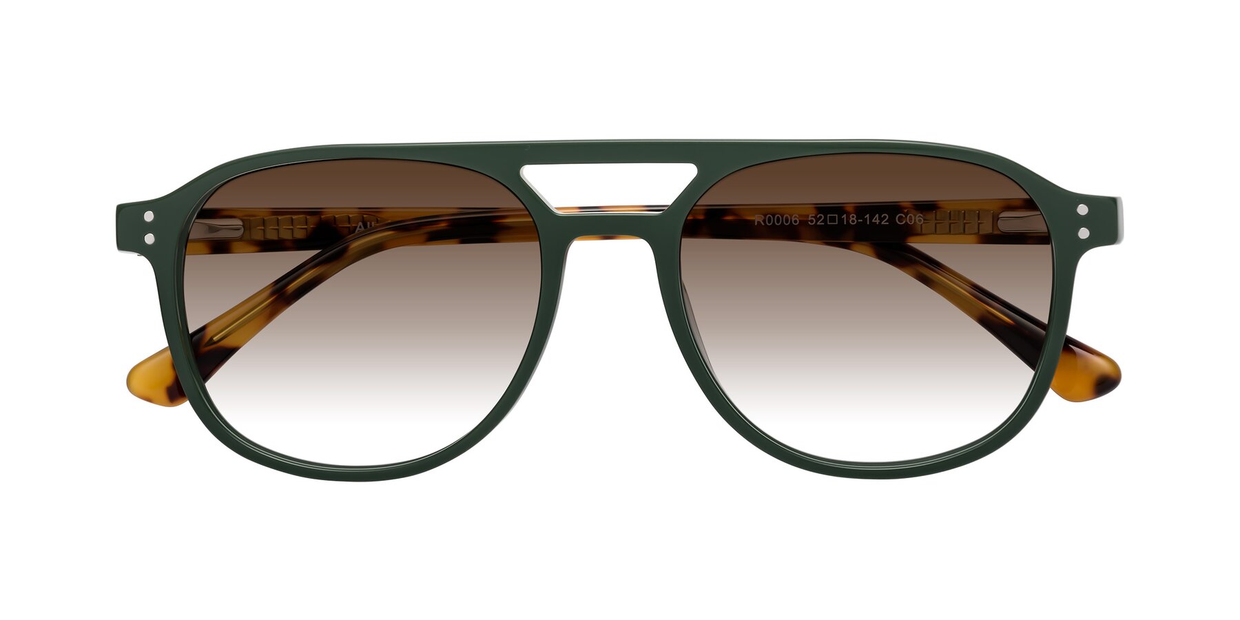 Folded Front of Alley in Seaweed-Tortoise with Brown Gradient Lenses