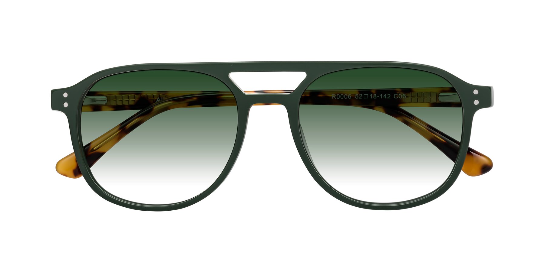 Folded Front of Alley in Seaweed-Tortoise with Green Gradient Lenses