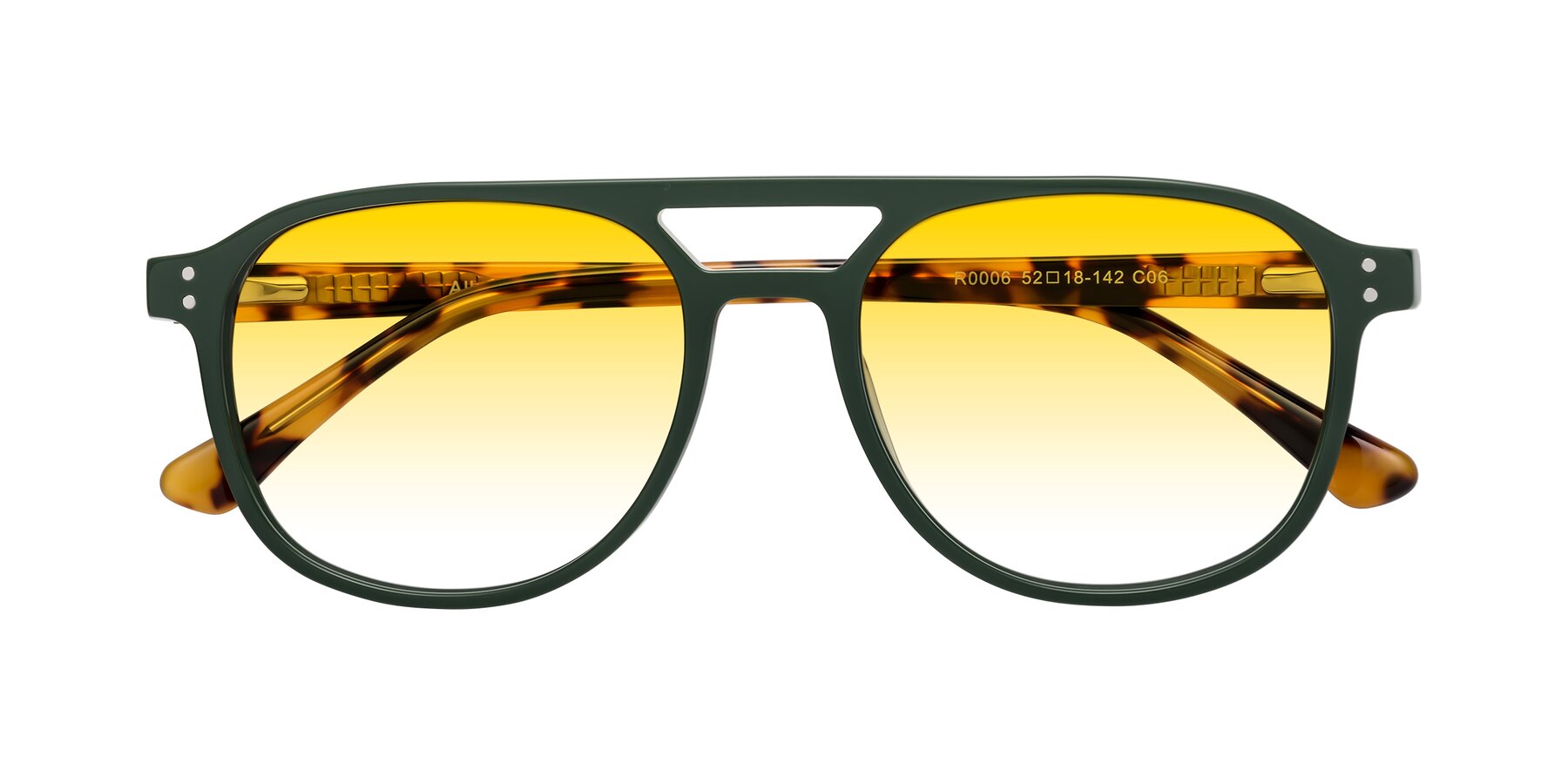 Folded Front of Alley in Seaweed-Tortoise with Yellow Gradient Lenses