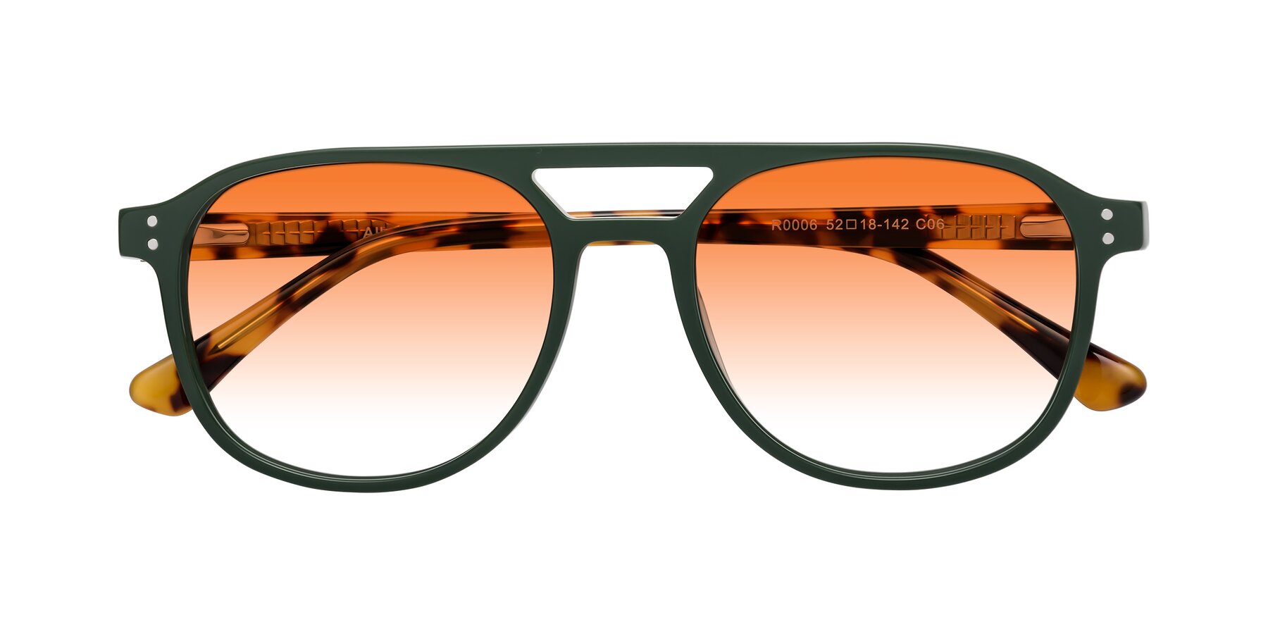 Folded Front of Alley in Seaweed-Tortoise with Orange Gradient Lenses