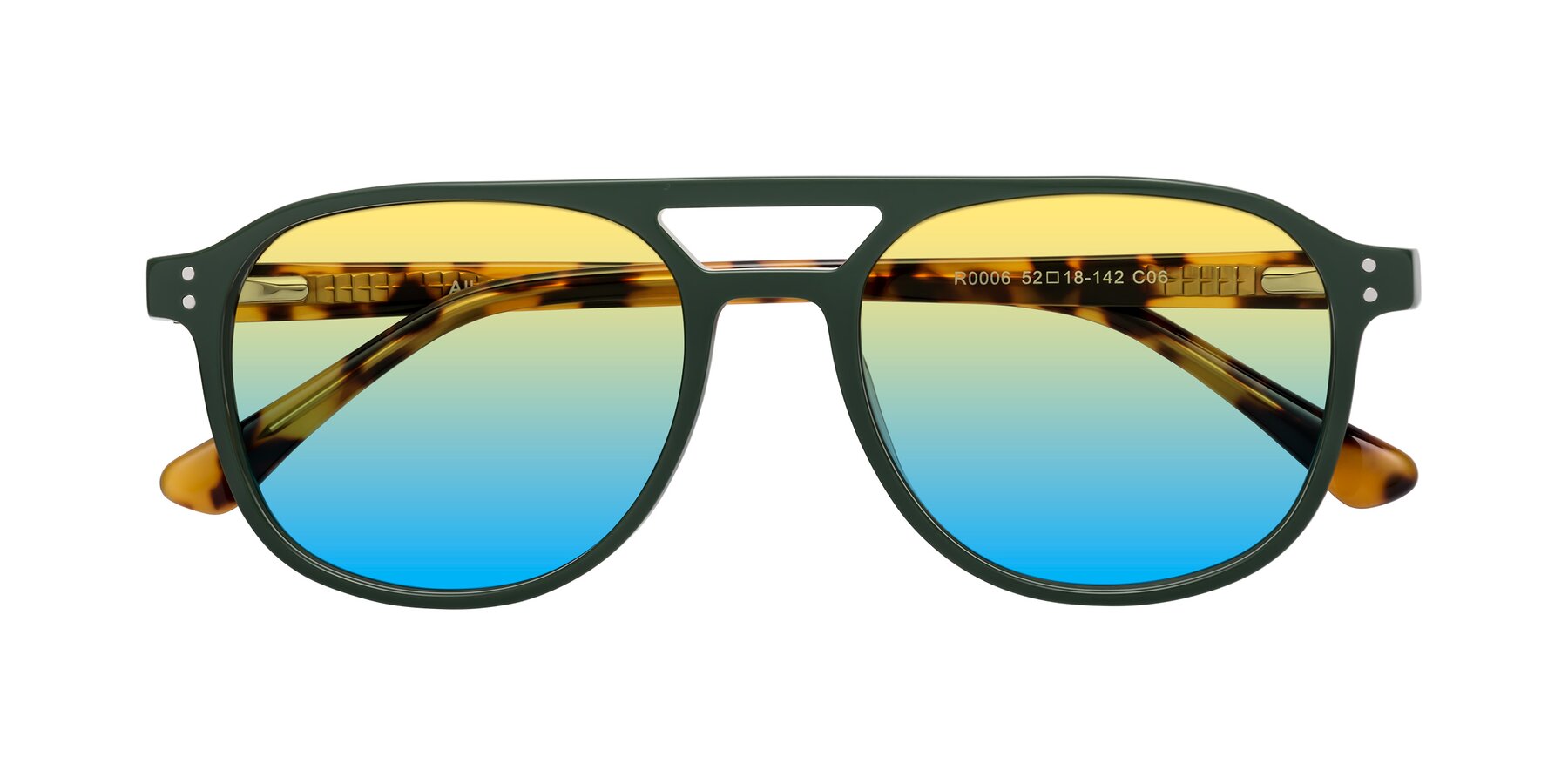 Folded Front of Alley in Seaweed-Tortoise with Yellow / Blue Gradient Lenses