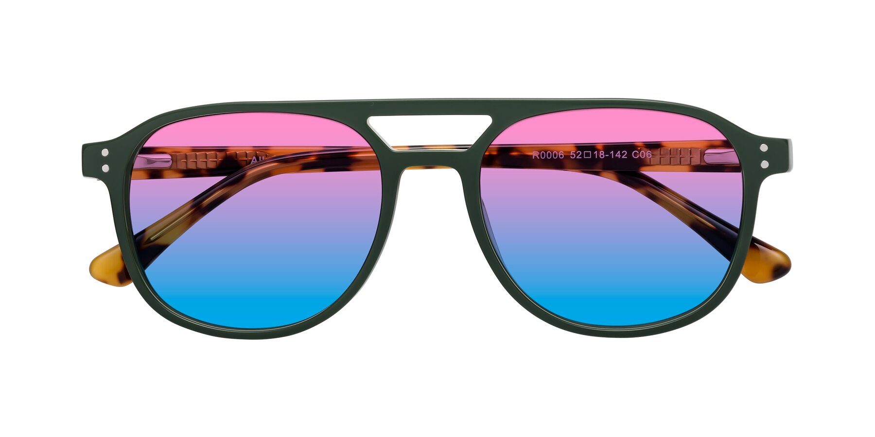 Folded Front of Alley in Seaweed-Tortoise with Pink / Blue Gradient Lenses