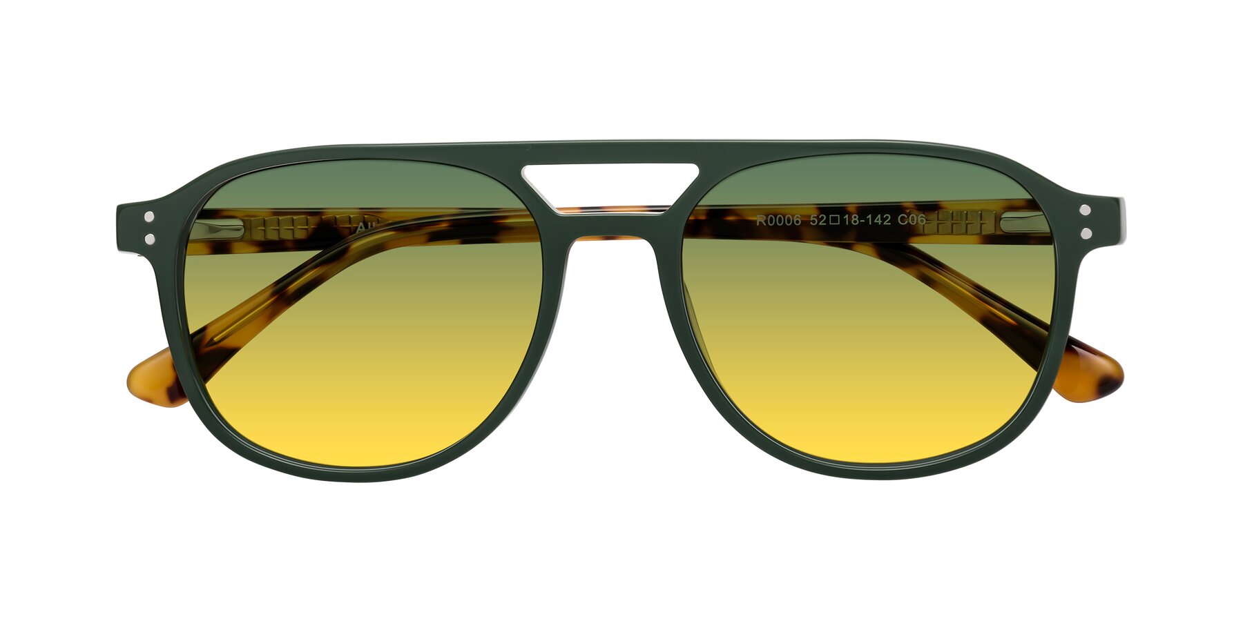 Folded Front of Alley in Seaweed-Tortoise with Green / Yellow Gradient Lenses