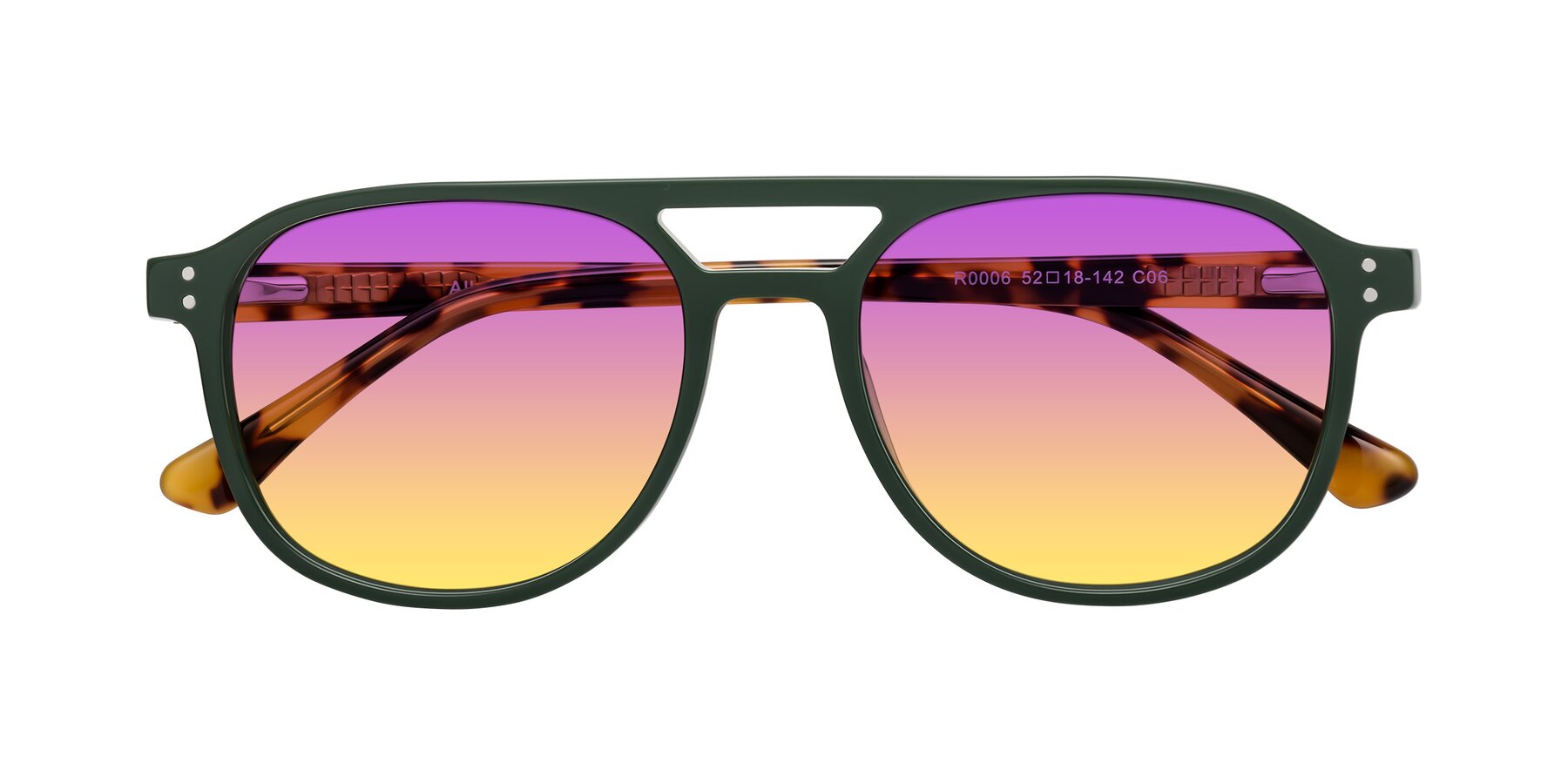 Folded Front of Alley in Seaweed-Tortoise with Purple / Yellow Gradient Lenses