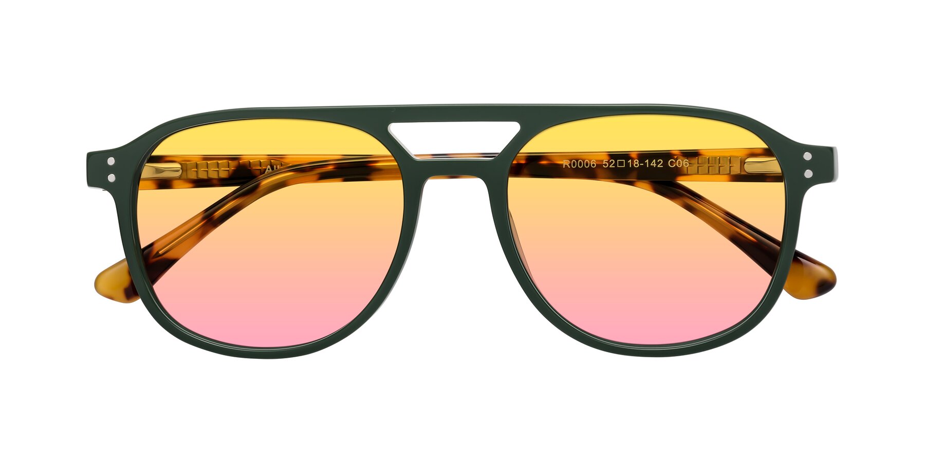 Folded Front of Alley in Seaweed-Tortoise with Yellow / Pink Gradient Lenses