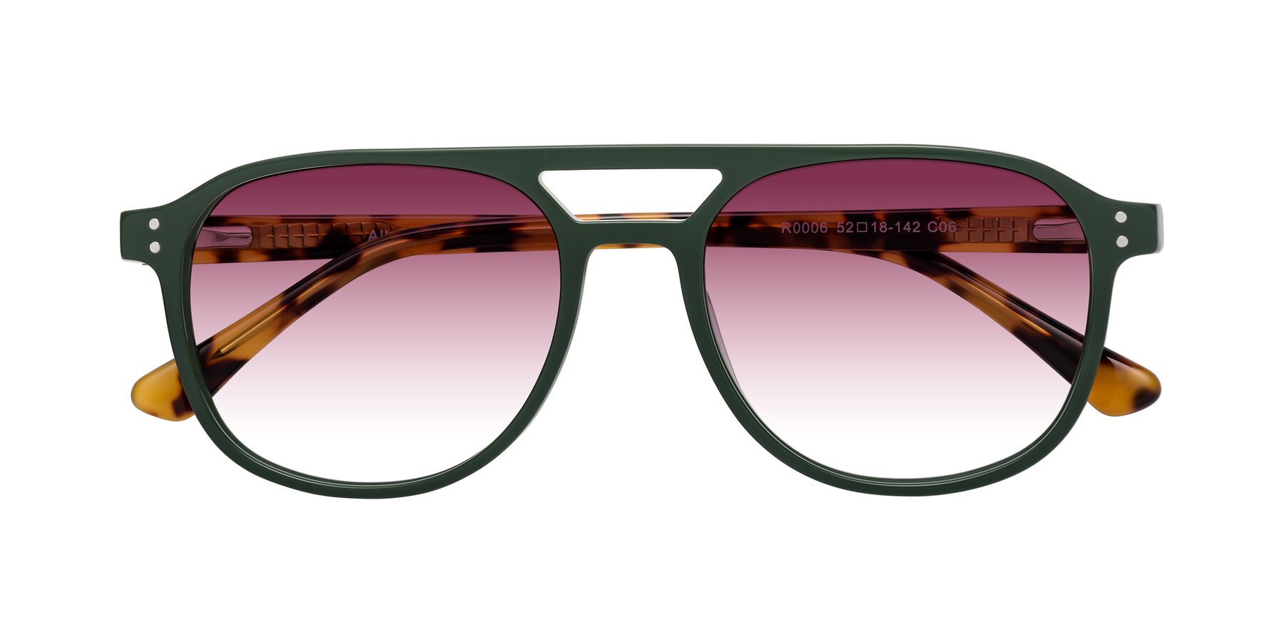 Folded Front of Alley in Seaweed-Tortoise with Wine Gradient Lenses