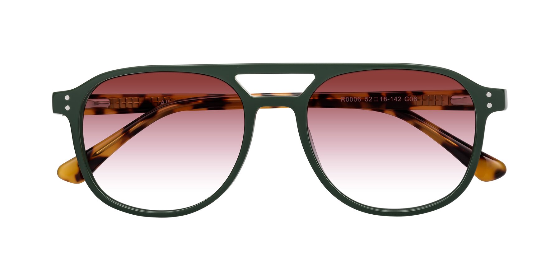 Folded Front of Alley in Seaweed-Tortoise with Garnet Gradient Lenses