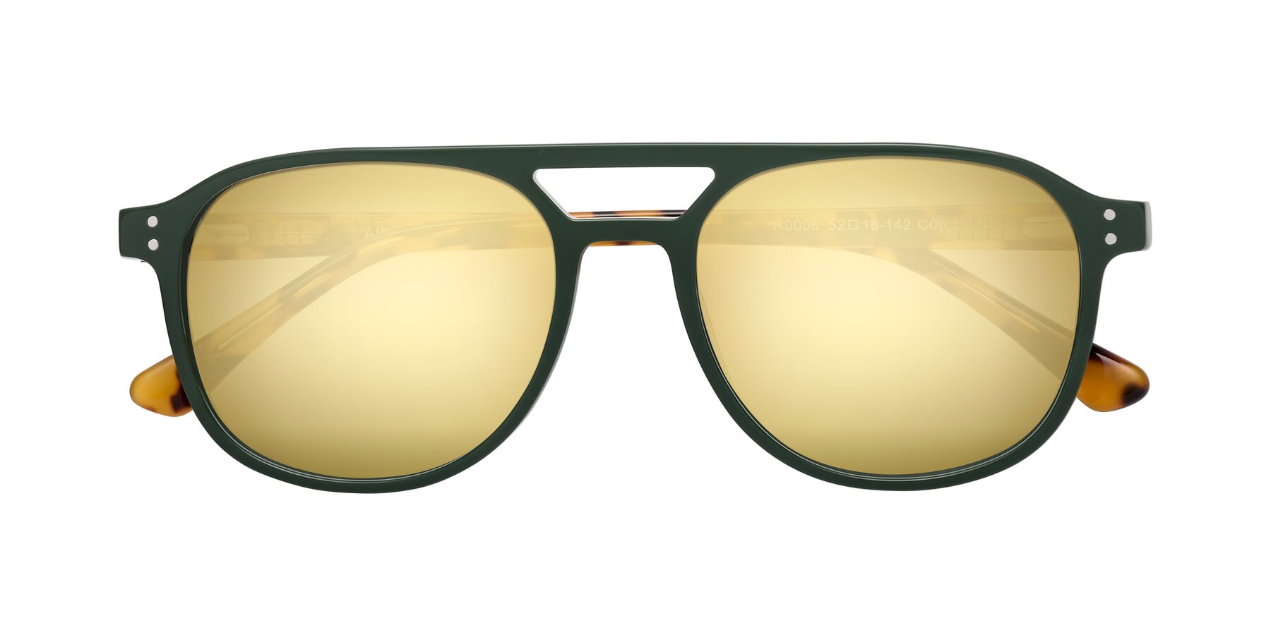 Folded Front of Alley in Seaweed-Tortoise with Gold Mirrored Lenses