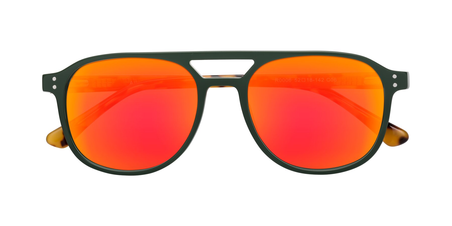 Folded Front of Alley in Seaweed-Tortoise with Red Gold Mirrored Lenses