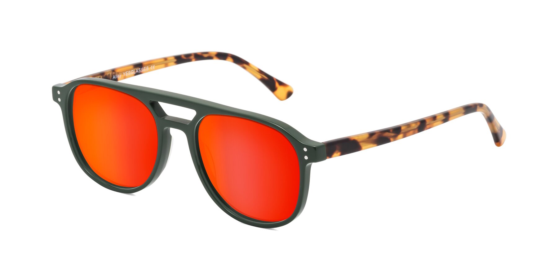 Angle of Alley in Seaweed-Tortoise with Red Gold Mirrored Lenses