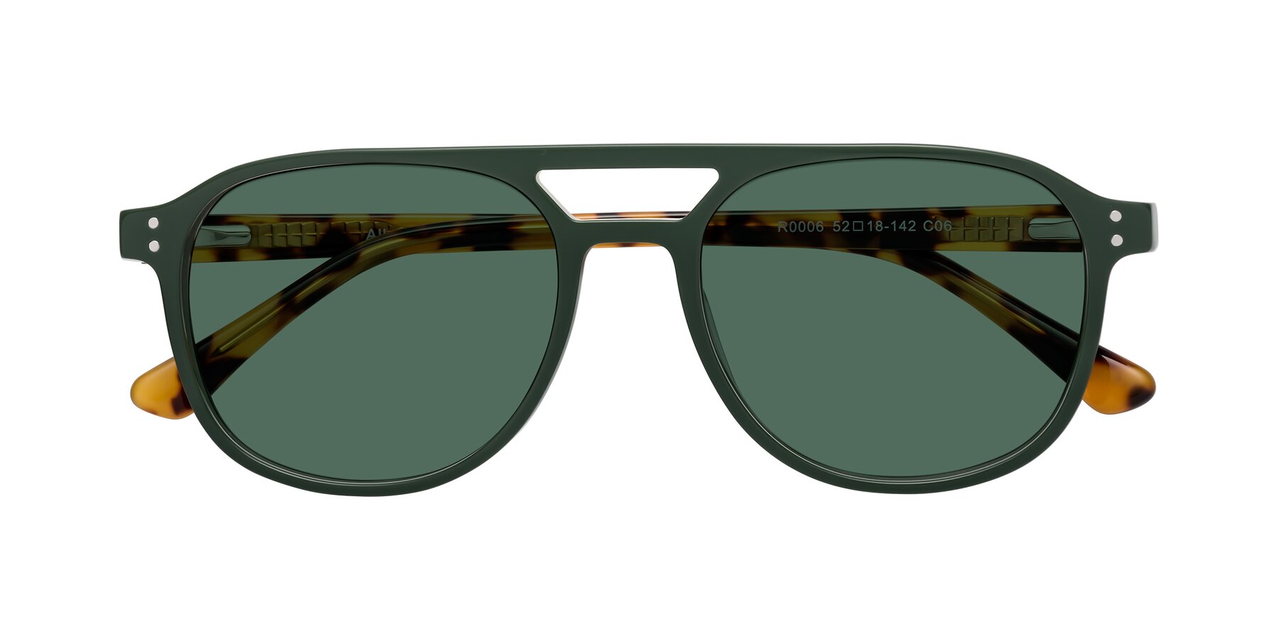 Folded Front of Alley in Seaweed-Tortoise with Green Polarized Lenses