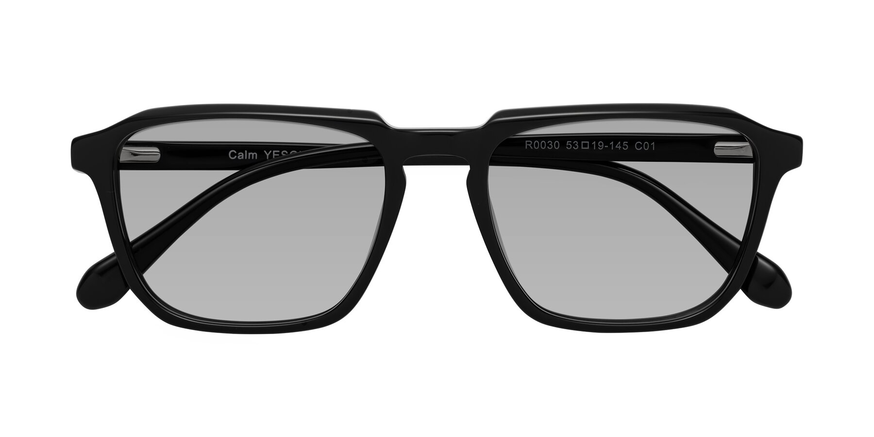 Folded Front of Calm in Black with Light Gray Tinted Lenses