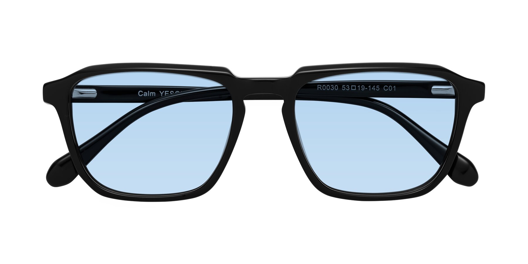 Folded Front of Calm in Black with Light Blue Tinted Lenses