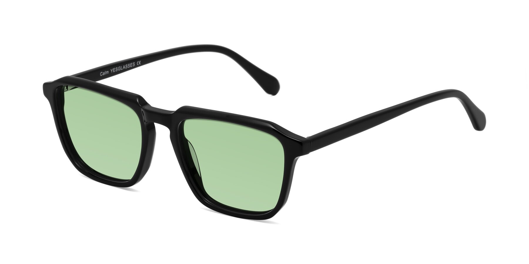 Angle of Calm in Black with Medium Green Tinted Lenses