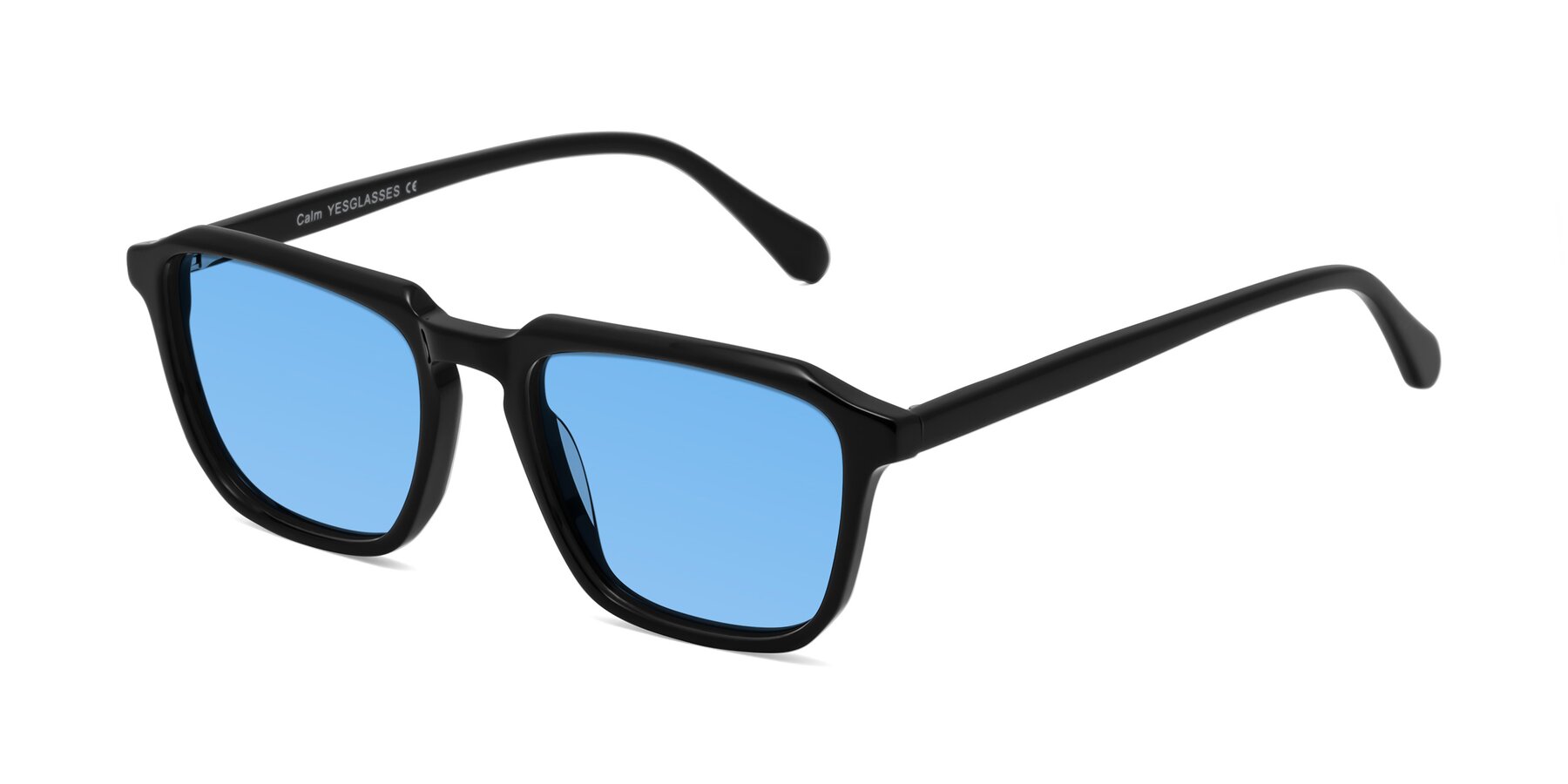 Angle of Calm in Black with Medium Blue Tinted Lenses