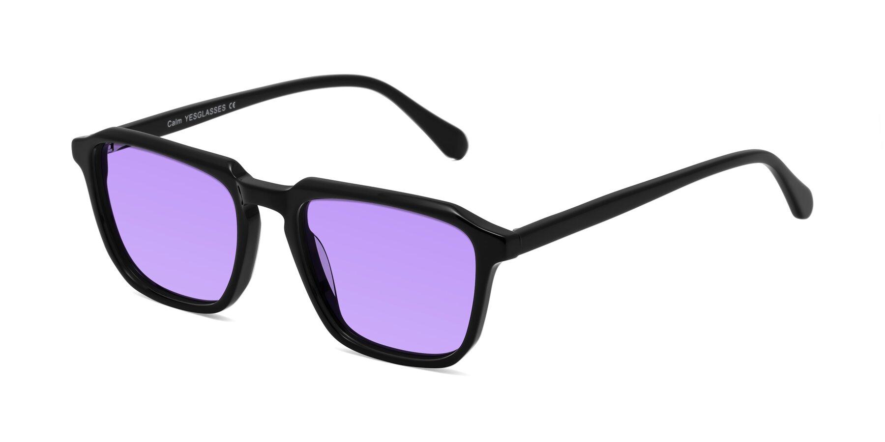 Angle of Calm in Black with Medium Purple Tinted Lenses