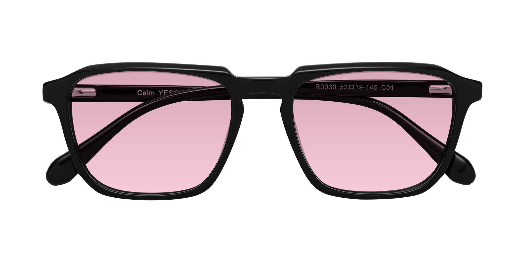 Folded Front of Calm in Black with Light Wine Tinted Lenses