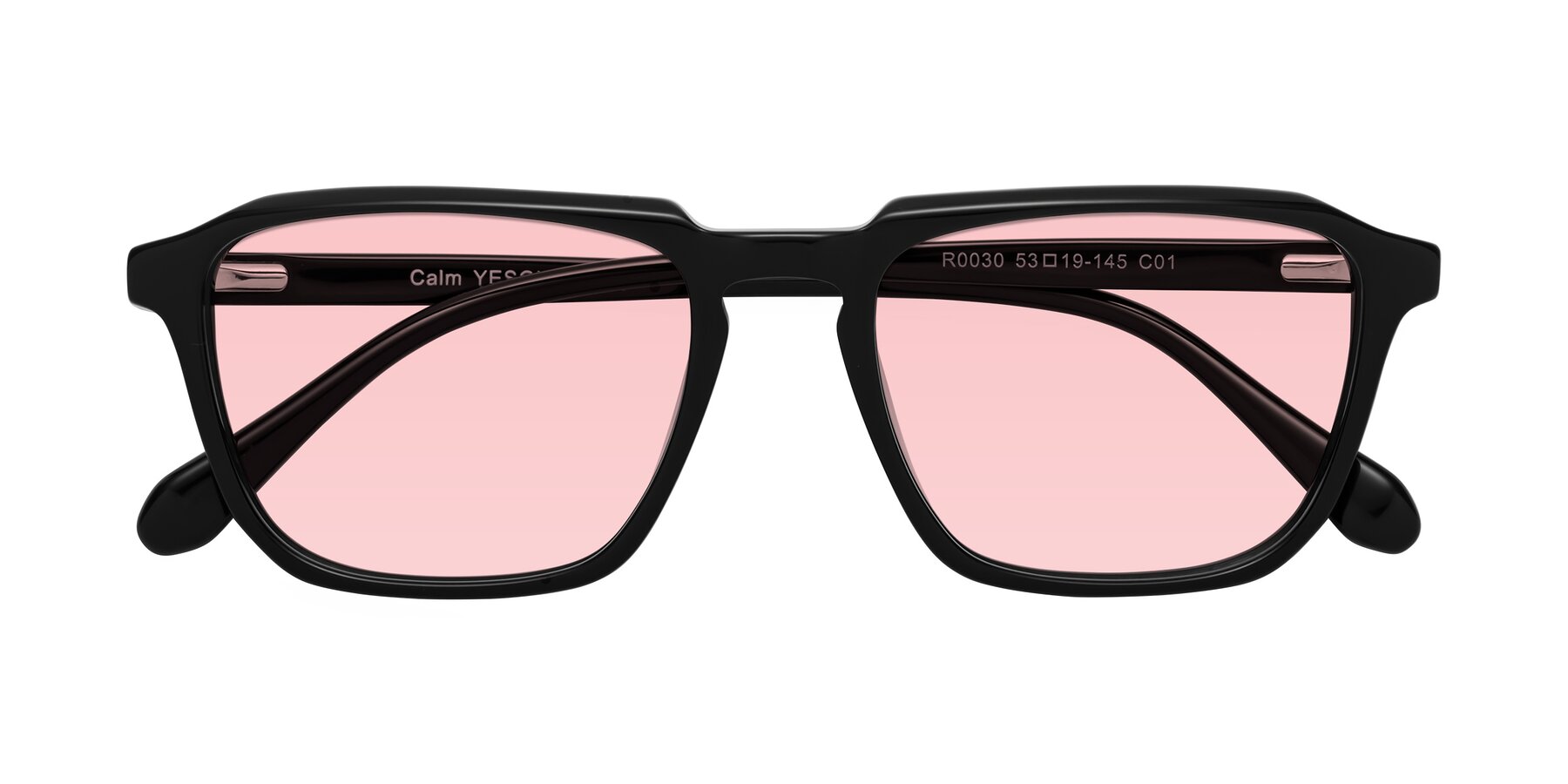 Folded Front of Calm in Black with Light Garnet Tinted Lenses