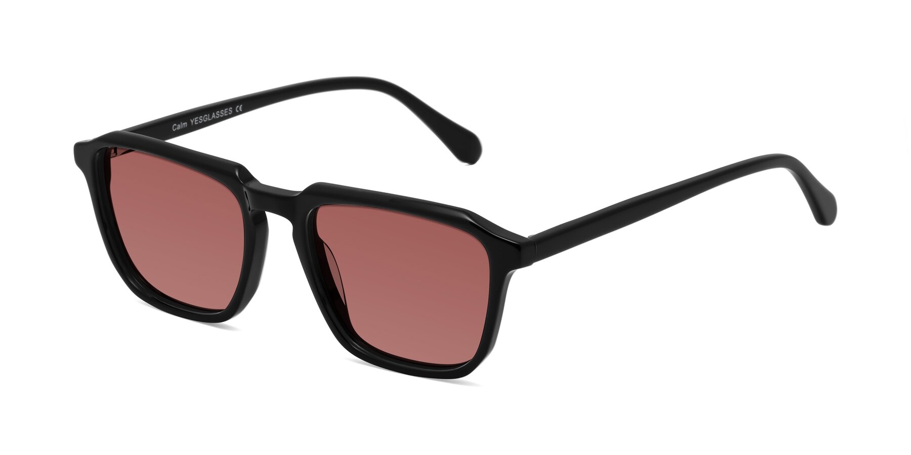 Angle of Calm in Black with Garnet Tinted Lenses