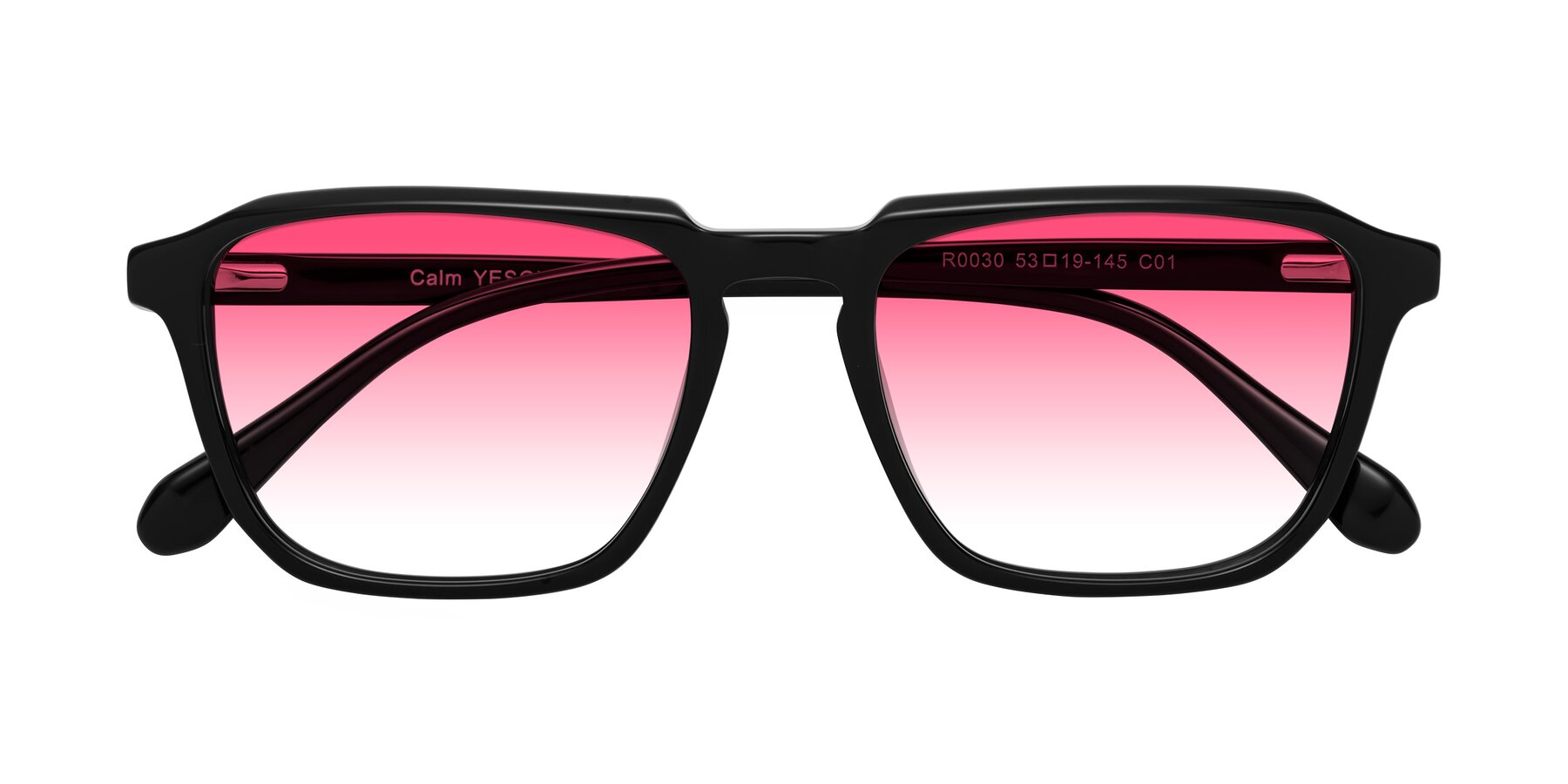 Folded Front of Calm in Black with Pink Gradient Lenses